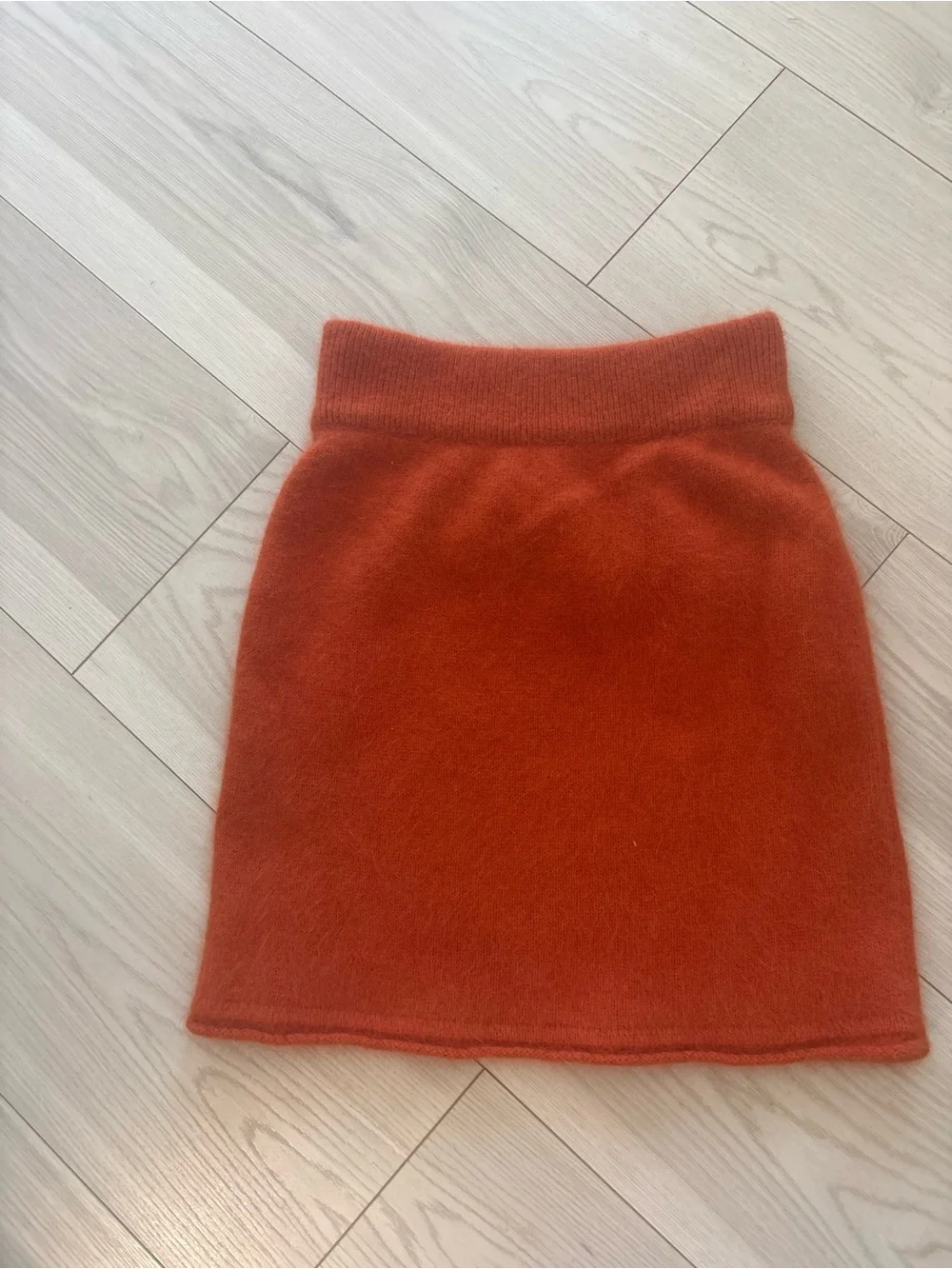 Rust Orange Knit Mini Skirt